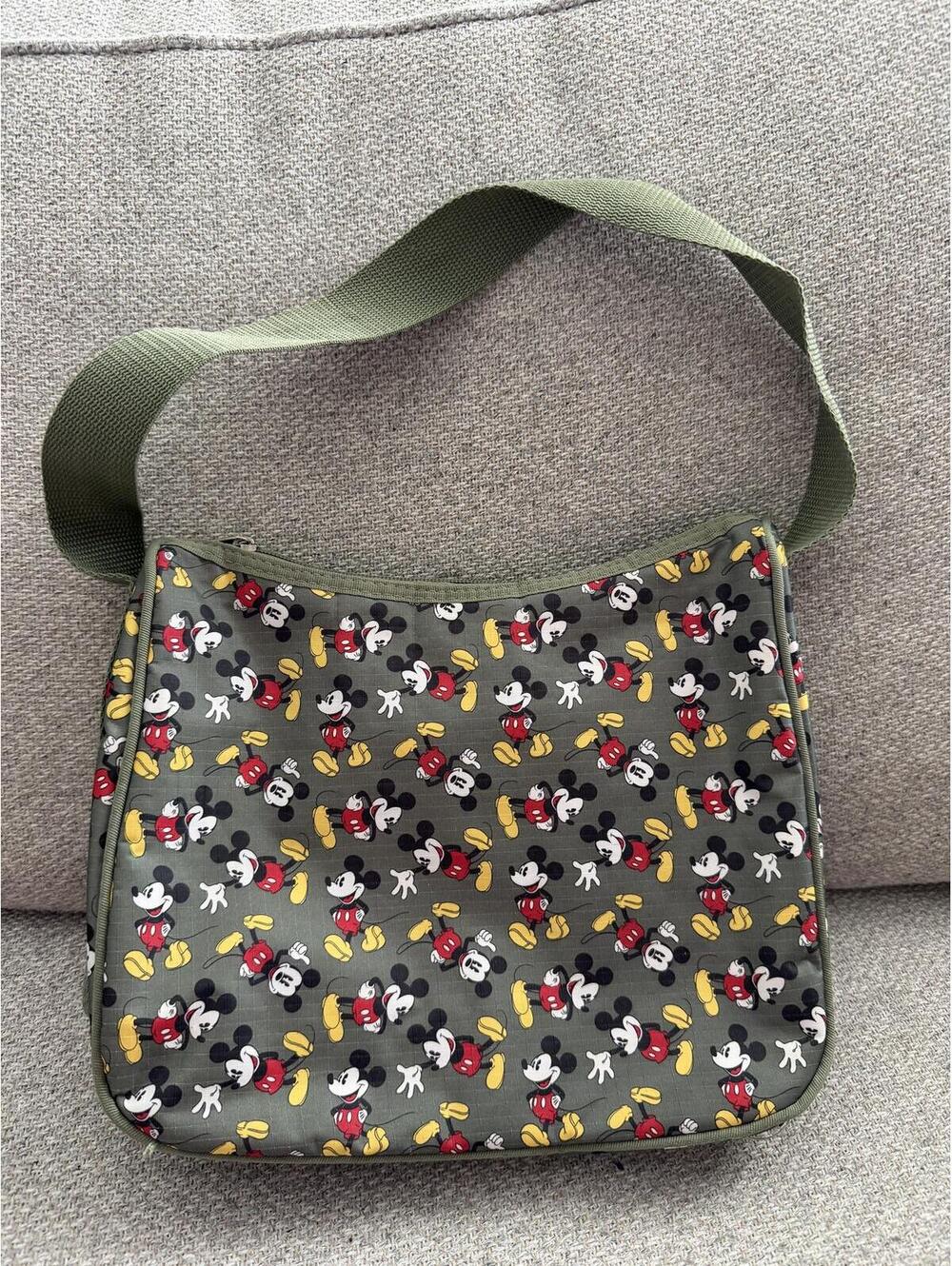 Disney Mickey Mouse All-Over Print Shoulder Bag in Olive Green